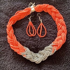 Orange and silver necklace